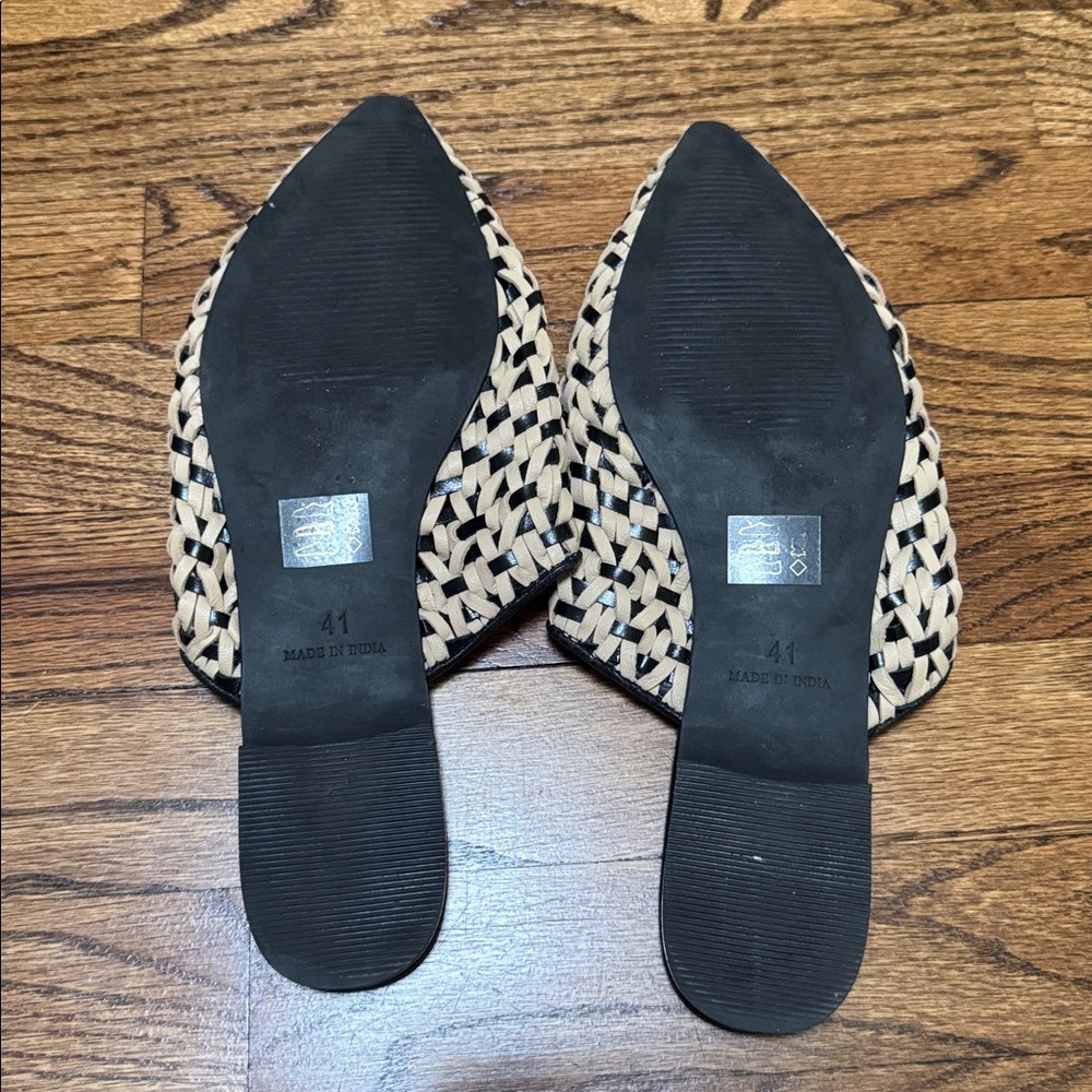 Anthropologie Nisolo Ama Woven Mule Flat 41 Black/Biege - Picture 5 of 5